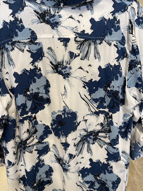 Blue Flower Beach Shirt Dress